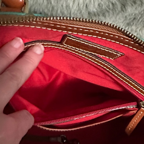 Dooney & Bourke Turquoise and Brown Satchel Shoulder Purse - Picture 7 of 12